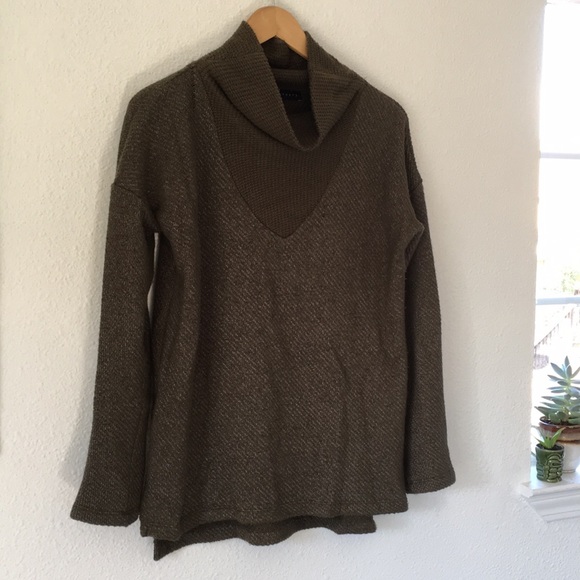 Olive Green Sanctuary Cowl Neck Sweater - Picture 2 of 8